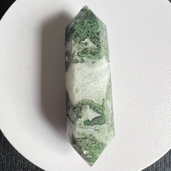 Moss Agate Crystal Double Terminated Point (#6)‎ - Picture 11 of 12